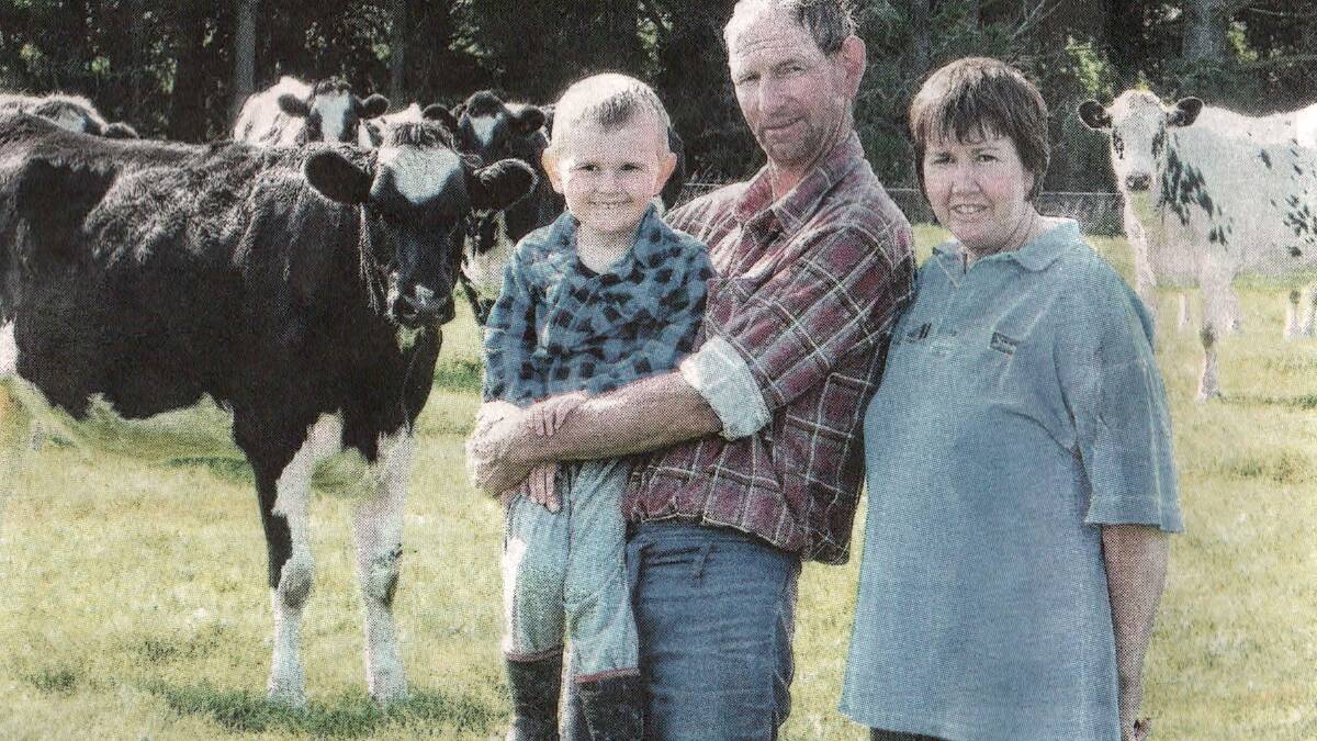 Denis and Donna Holland with son Cory on their Kaiwera farm