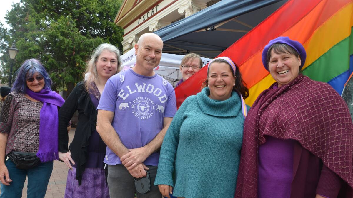 CITY PRIDE: Chris Sky, Bane MacGregor, Andrew Speers, Beth Ford, Penny Lamaro and Trish Thomas made a statement with their stand in the Mall. 