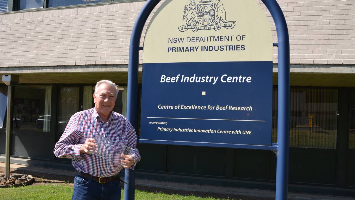 RESEARCH RECOGNISED: Livestock researcher Hutton Oddy stands with his Premier’s Prize for Science and Engineering.