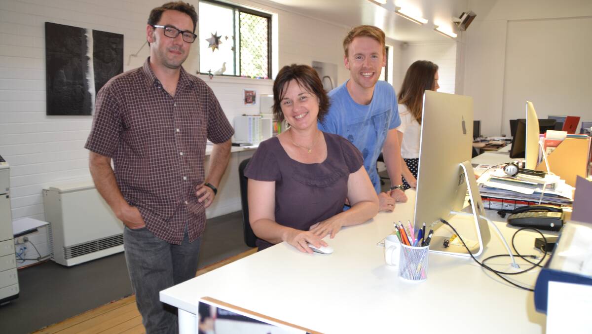 HIGH FLYERS: Josh Billing, Tania Hollis and Greg Dorrian say the National Broadband Network makes all the difference in doing business out of Armidale.