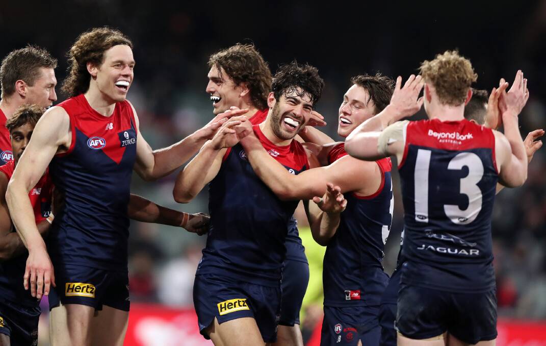 FAVOURITE: The Demons will go into this week's preliminary final against Geelong as favourites. Photo: Sarah Reed/AFL Photos via Getty Images