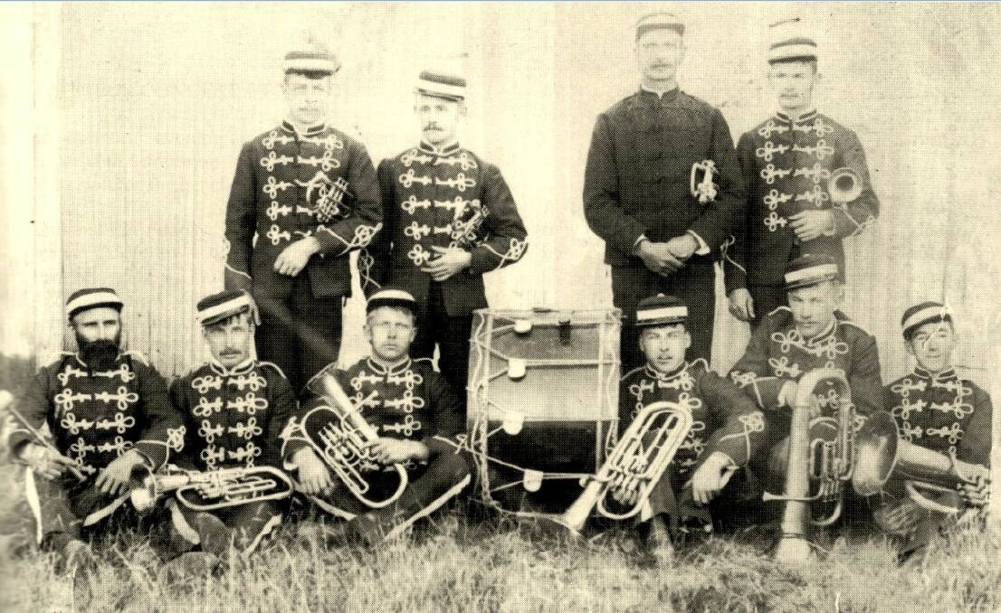 Players: The Walcha Oddfellows Band c.1890 – Percy Bath is standing second from the left, all other bandsmen unidentified.