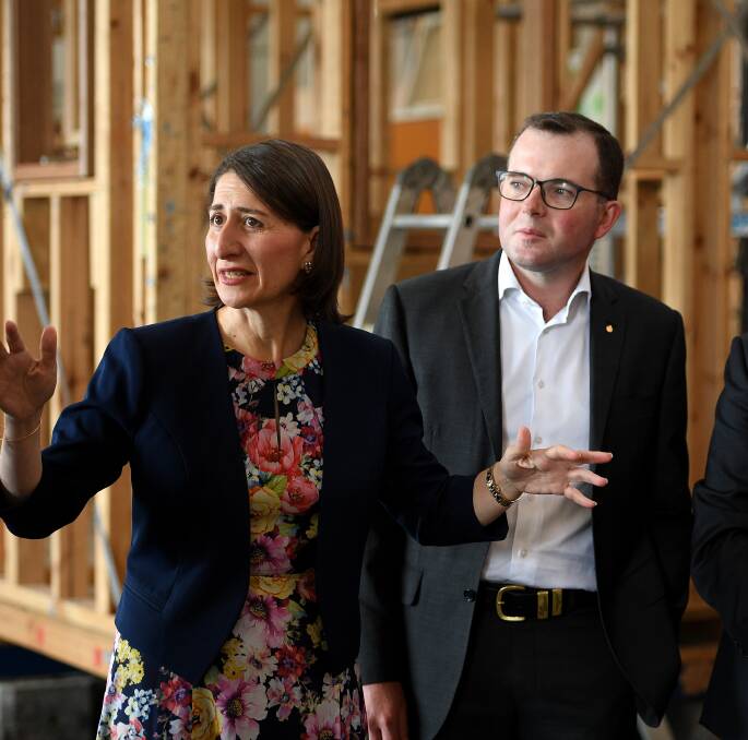 Moral issue: NSW Premier Gladys Berejiklian with Member for Northern Tablelands Adam Marshall.