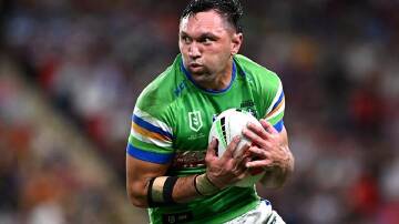 Canberra fullback Jordan Rapana dodged a ban for putting illegal pressure on a kicker. (Dave Hunt/AAP PHOTOS)