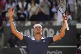 Germany's Alexander Zverev came from behind to beat Chile's Alejandro Tabilo at the Italian Open. (AP PHOTO)