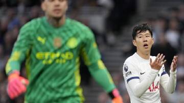 Son Heung-min missed a golden opportunity against Manchester City to add to the title-race drama. (AP PHOTO)